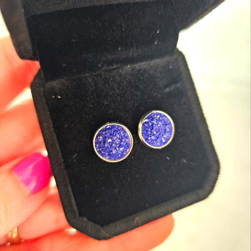 Druzy Crystal and Silver Earrings-  Healing Properties